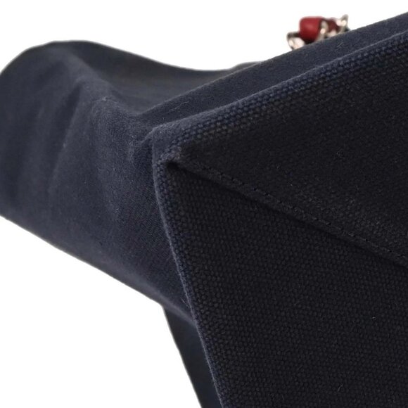 Chanel Navy Silver Canvas No.5 Choco Bar Tote Handbag - Picture 4 of 10